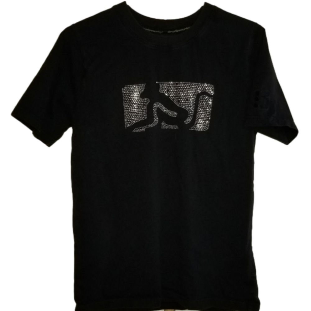 Drunk Monkey Vintage Black Bling Short Sleeve TShirt Size M
